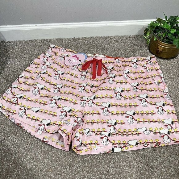 Peter Alexander Plus Peanuts Pj Cuff Shorts Pant Size 2+ 20-22 Pink Yellow - Picture 1 of 6